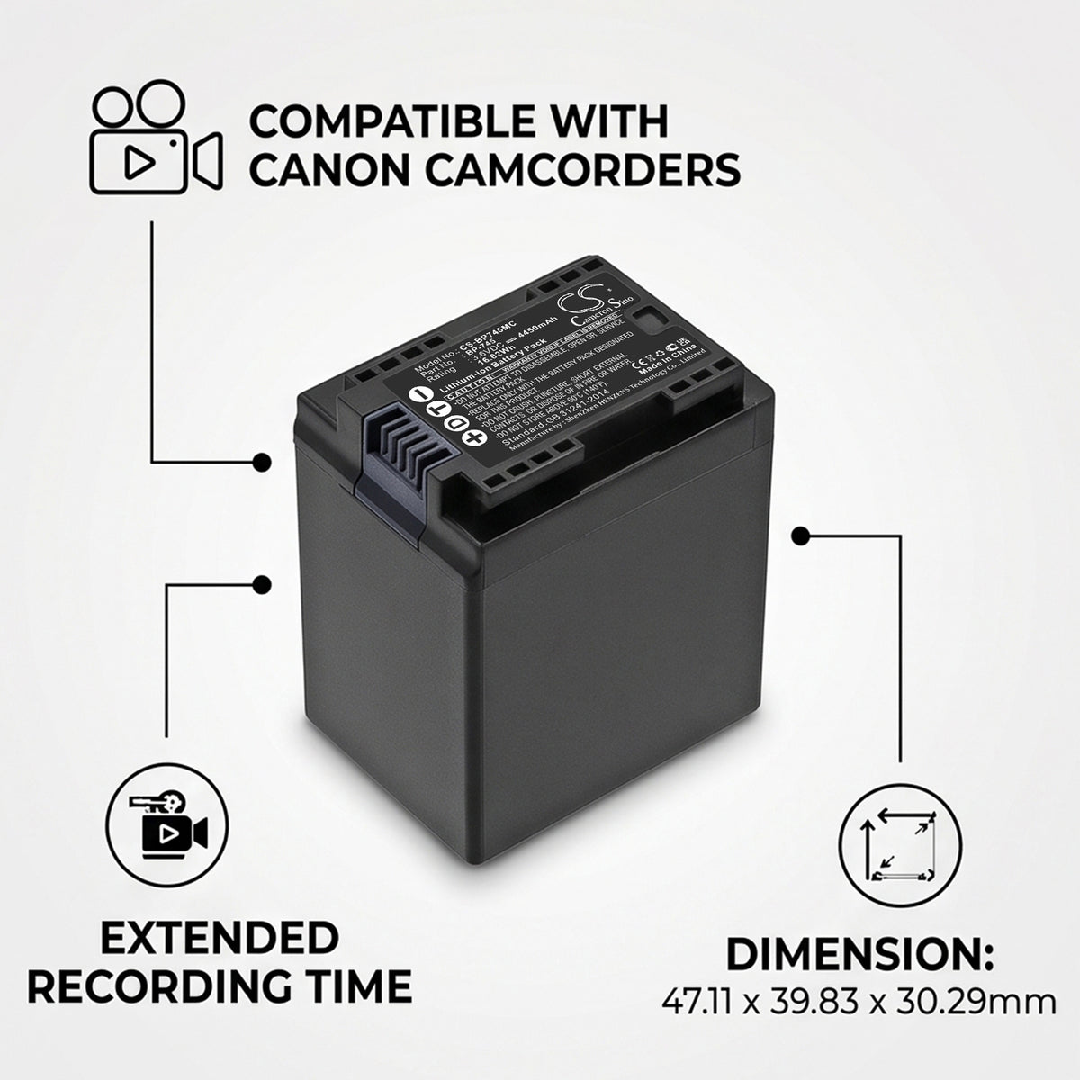 Replacement Battery for Canon VIXIA HF M52 – Camera – 4450mAh / 3.6V