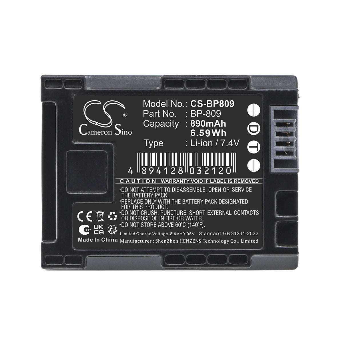 Replacement Battery for Canon Vixia HF10 – Camera – 890mAh / 7.4V