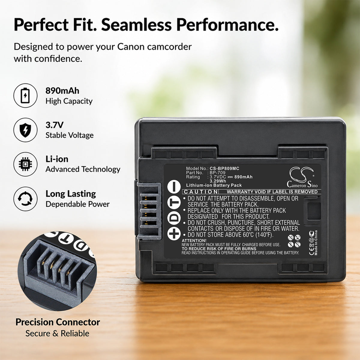 Replacement Battery for Canon VIXIA HF M52 – Camera – 890mAh / 3.7V