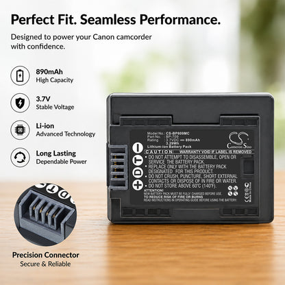 Replacement Battery for Canon VIXIA HF M52 – Camera – 890mAh / 3.7V