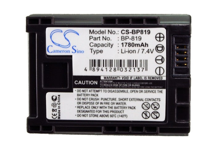 Replacement Battery for Canon  FS10 Flash Memory Camcorder – Camera – 1780mAh / 13.17Wh / 7.4V