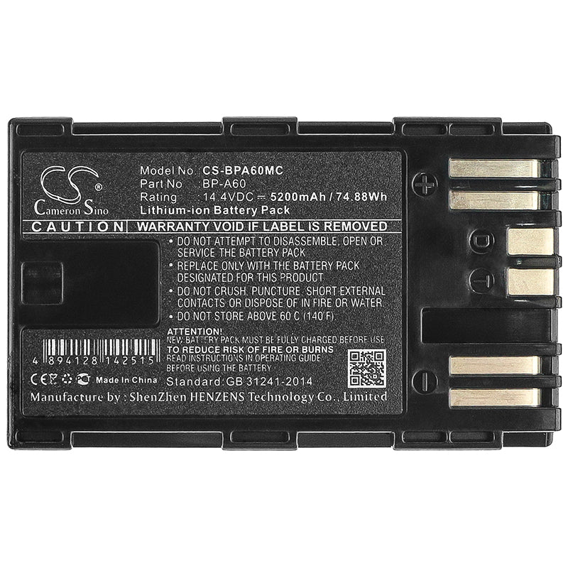 Replacement Battery for Canon  CA-CP200L – Camera – 5200mAh / 74.88Wh / 14.4V