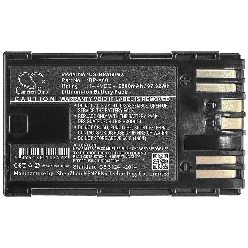 Replacement Battery for Canon  CA-CP200L – Camera – 6800mAh / 97.92Wh / 14.4V