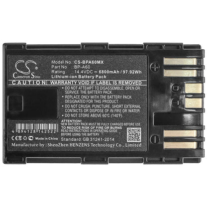 Replacement Battery for Canon CA-CP200L – Camera – 6800mAh / 14.4V