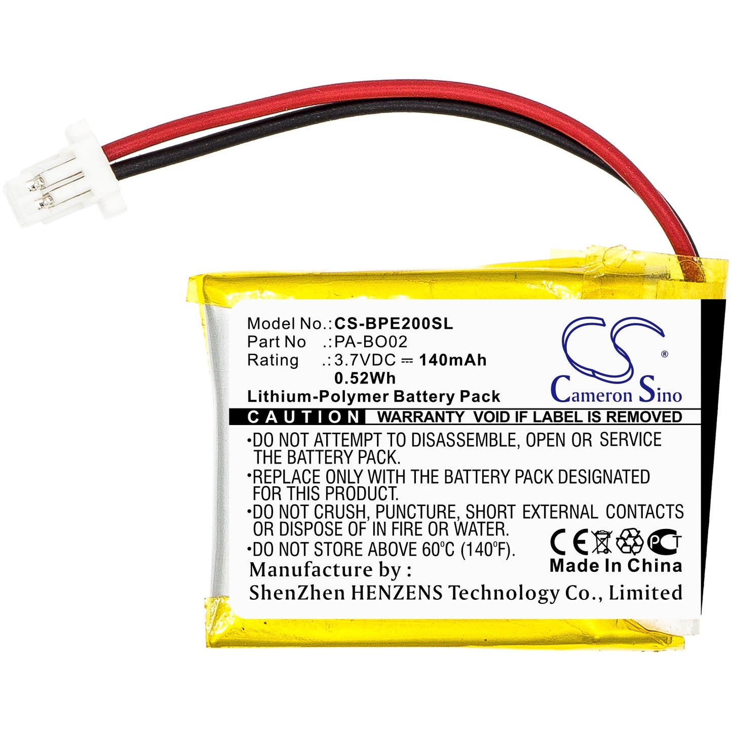 Replacement Battery for Bang & Olufsen  EarSet 2 – Wireless Headset – 140mAh / 0.52Wh / 3.7V