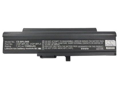 Replacement Battery for Sony  VAIO VGN-TX15C/W – Notebook, Laptop – 11000mAh / 7.4V