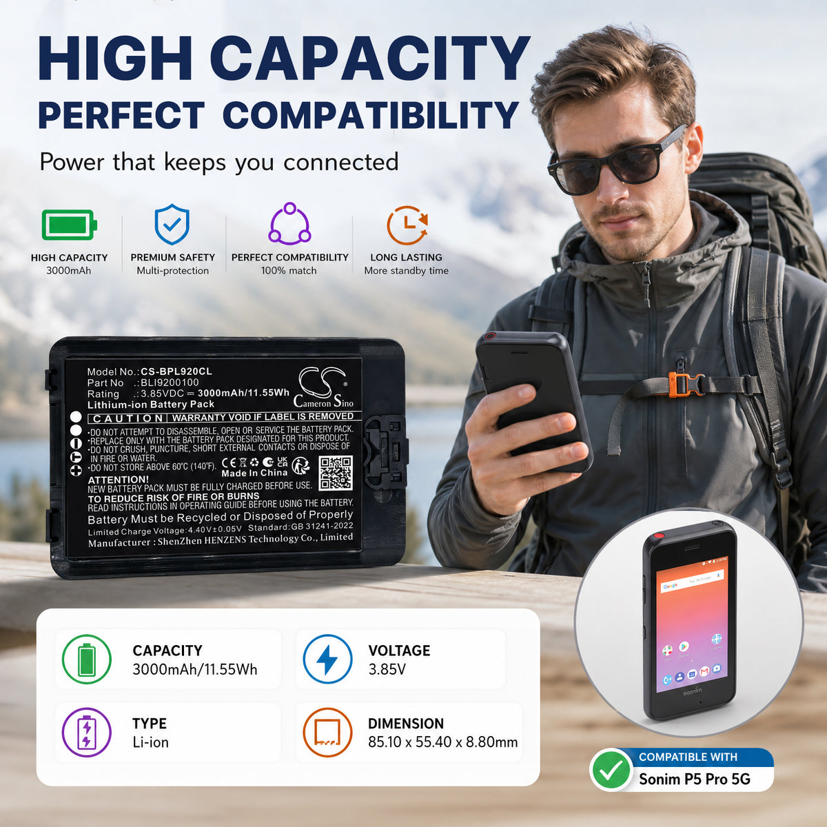 Replacement Battery for SpectraLink VC9240 – Cordless Phone – 3000mAh / 3.85V