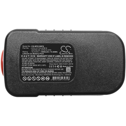 Replacement Battery for Firestorm  FS18 – Power Tools – 4000mAh / 72.00Wh / 18.0V
