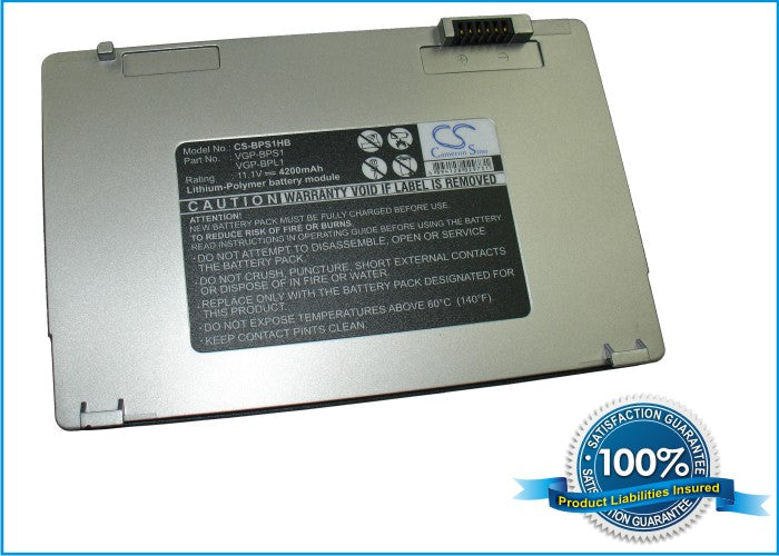 Replacement Battery for Sony VAIO VGN-U50 – Notebook, Laptop – 4200mAh / 11.1V - image 1