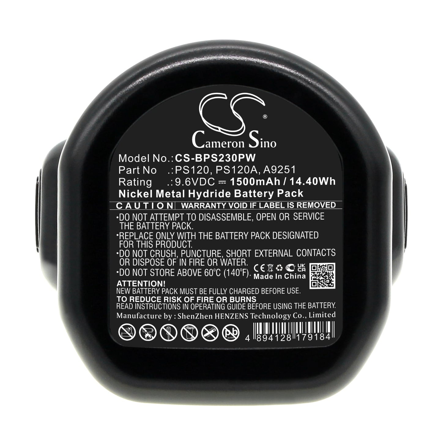Replacement Battery for Black & Decker  CD231 – Power Tools – 1500mAh / 14.40Wh / 9.6V