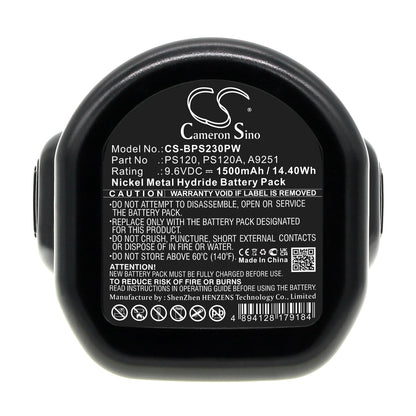 Replacement Battery for Black & Decker  CD231 – Power Tools – 1500mAh / 14.40Wh / 9.6V