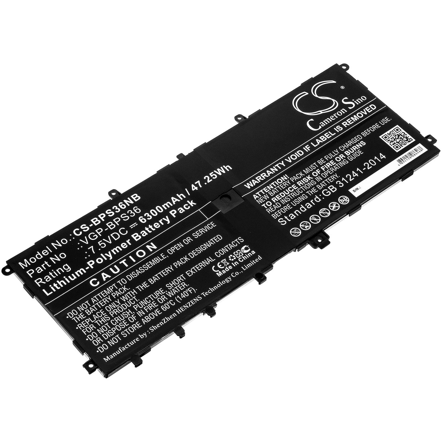 Replacement Battery for Sony  SVD13211CG – Notebook, Laptop – 6300mAh / 47.25Wh / 7.5V