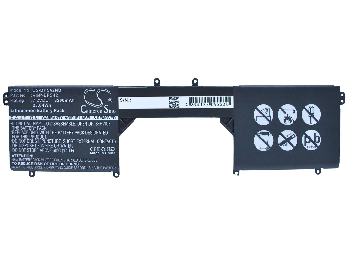 Replacement Battery for Sony  SVF11N14SCP – Notebook, Laptop – 3200mAh / 23.04Wh / 7.20V