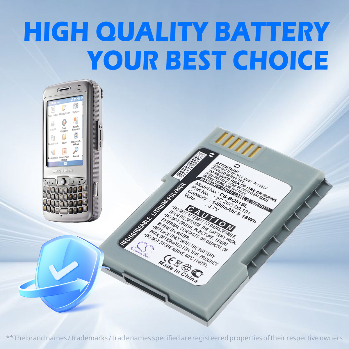 Replacement Battery for BenQ | BenQ-Siemens P51 – Mobile, SmartPhone – 1400mAh / 3.7V
