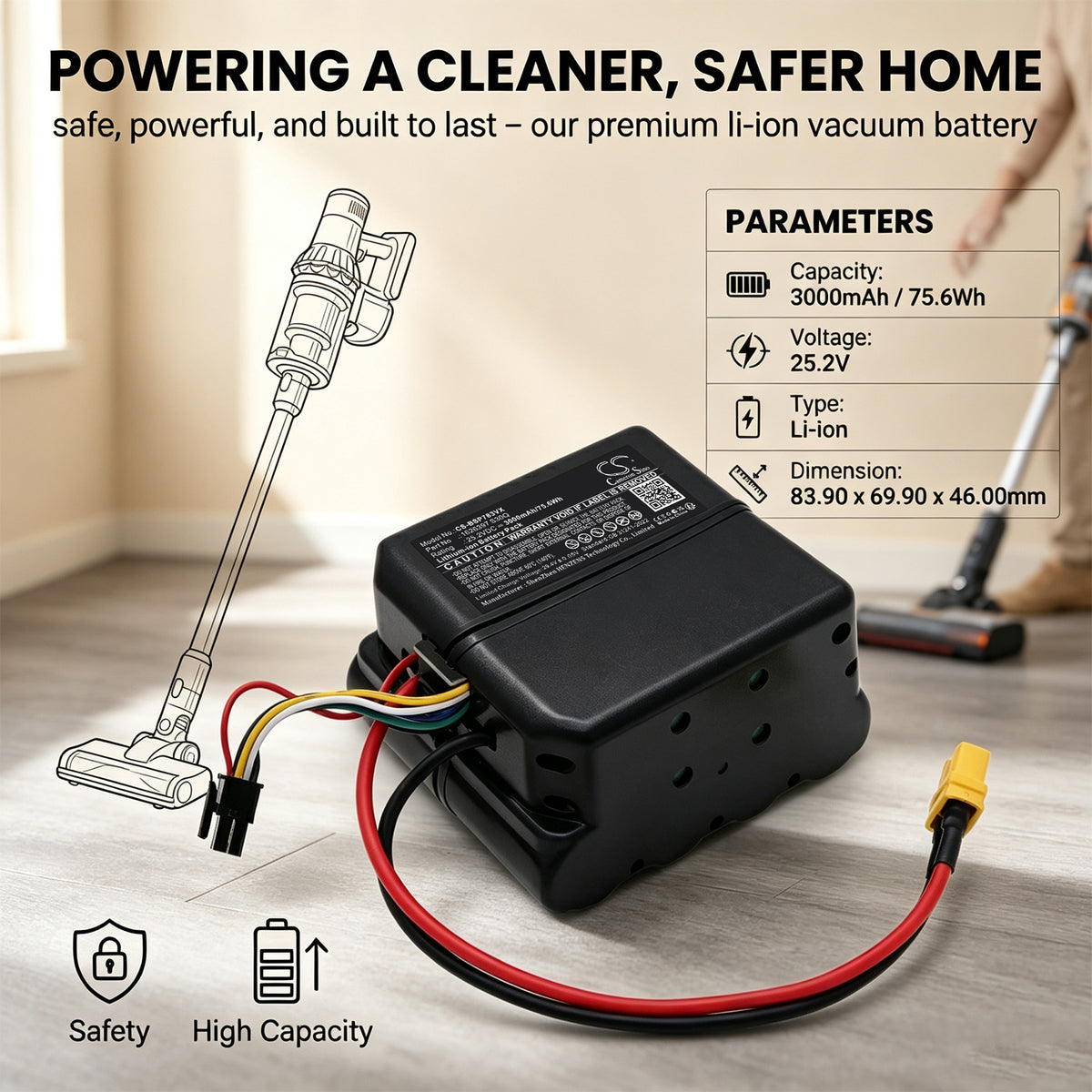 Replacement Battery for Bissell 3175+ – Vacuum – 3000mAh / 25.2V