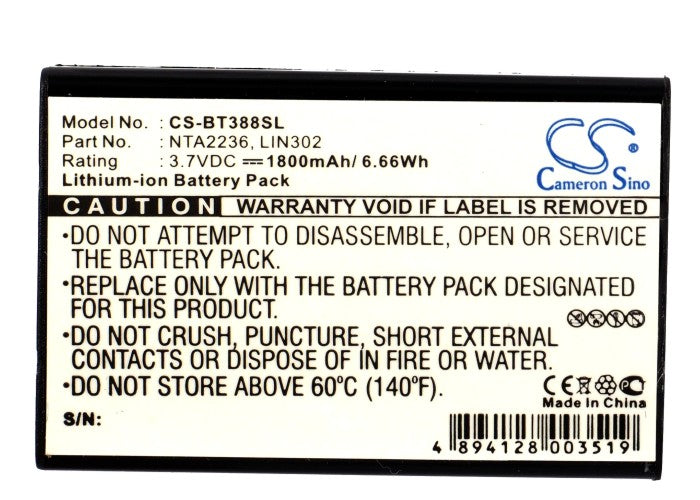 Replacement Battery for OnCourse  SiRF Star III – GPS, Navigator – 1800mAh / 6.66Wh / 3.7V