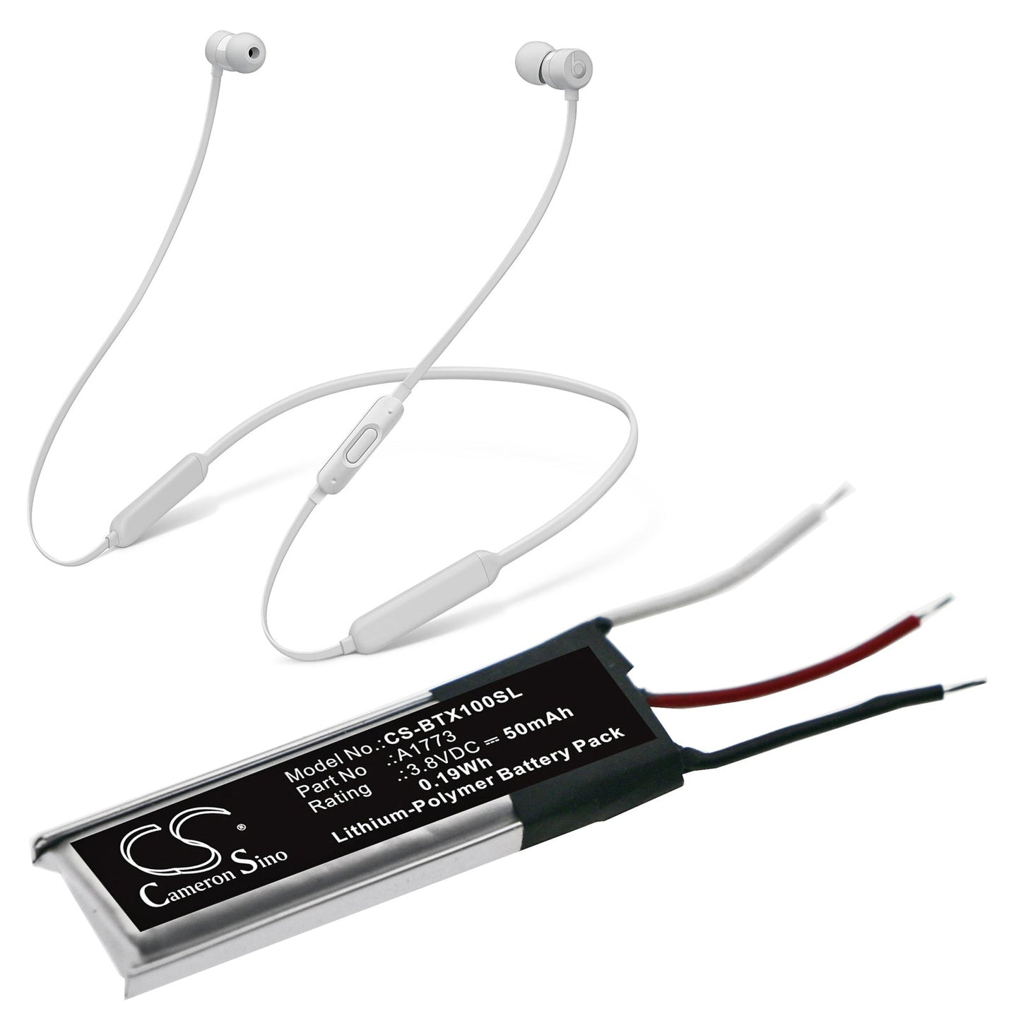 Replacement Battery for Beats  Beats X – Wireless Headset – 50mAh / 0.19Wh / 3.8V