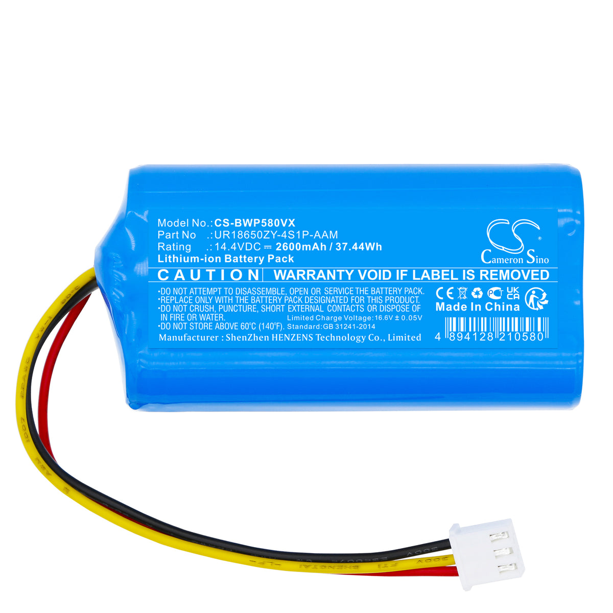Replacement Battery for BobSweep WVP58021 – Vacuum – 2600mAh / 14.4V