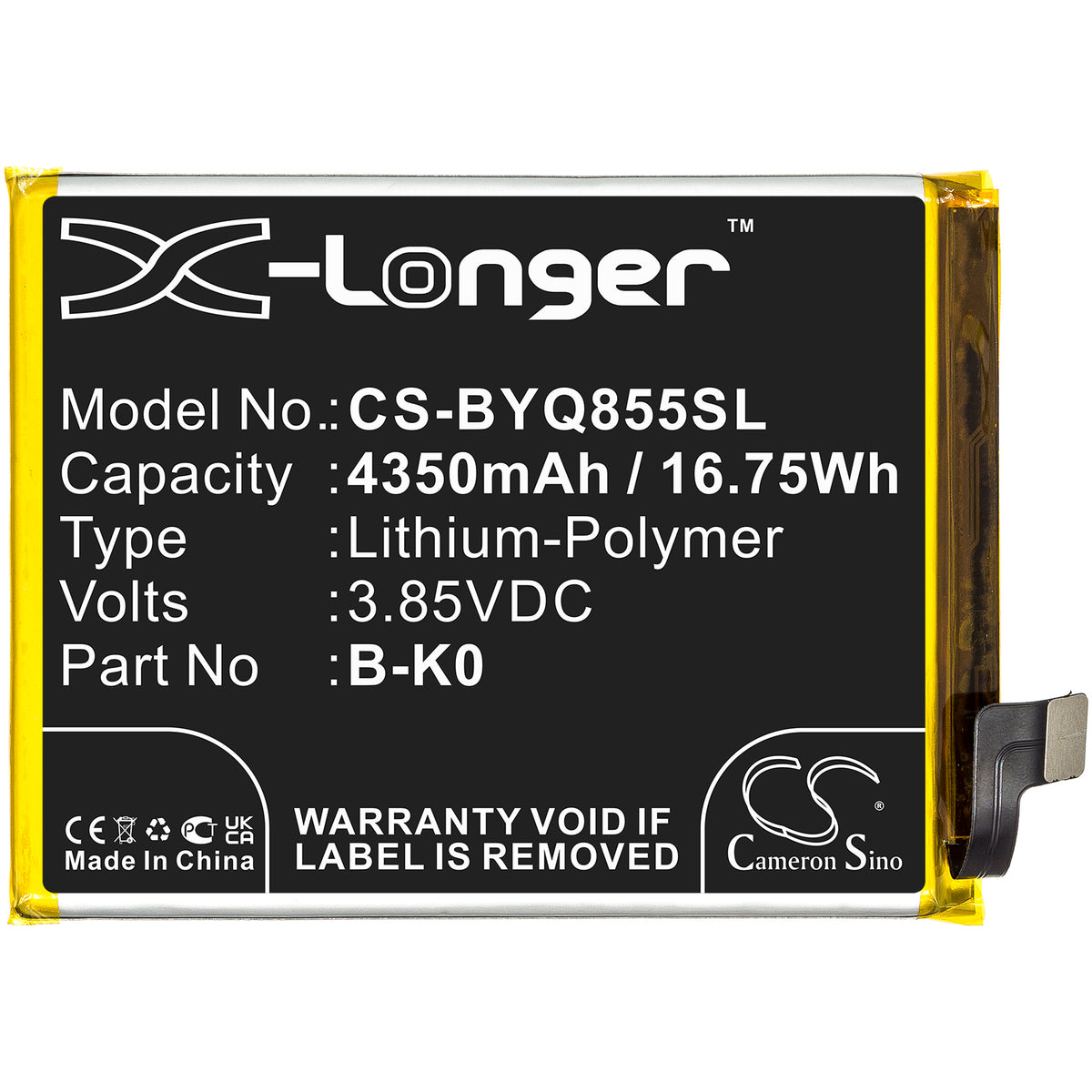 Replacement Battery for Vivo iQOO Neo 855 – Mobile, SmartPhone – 4350mAh / 3.85V