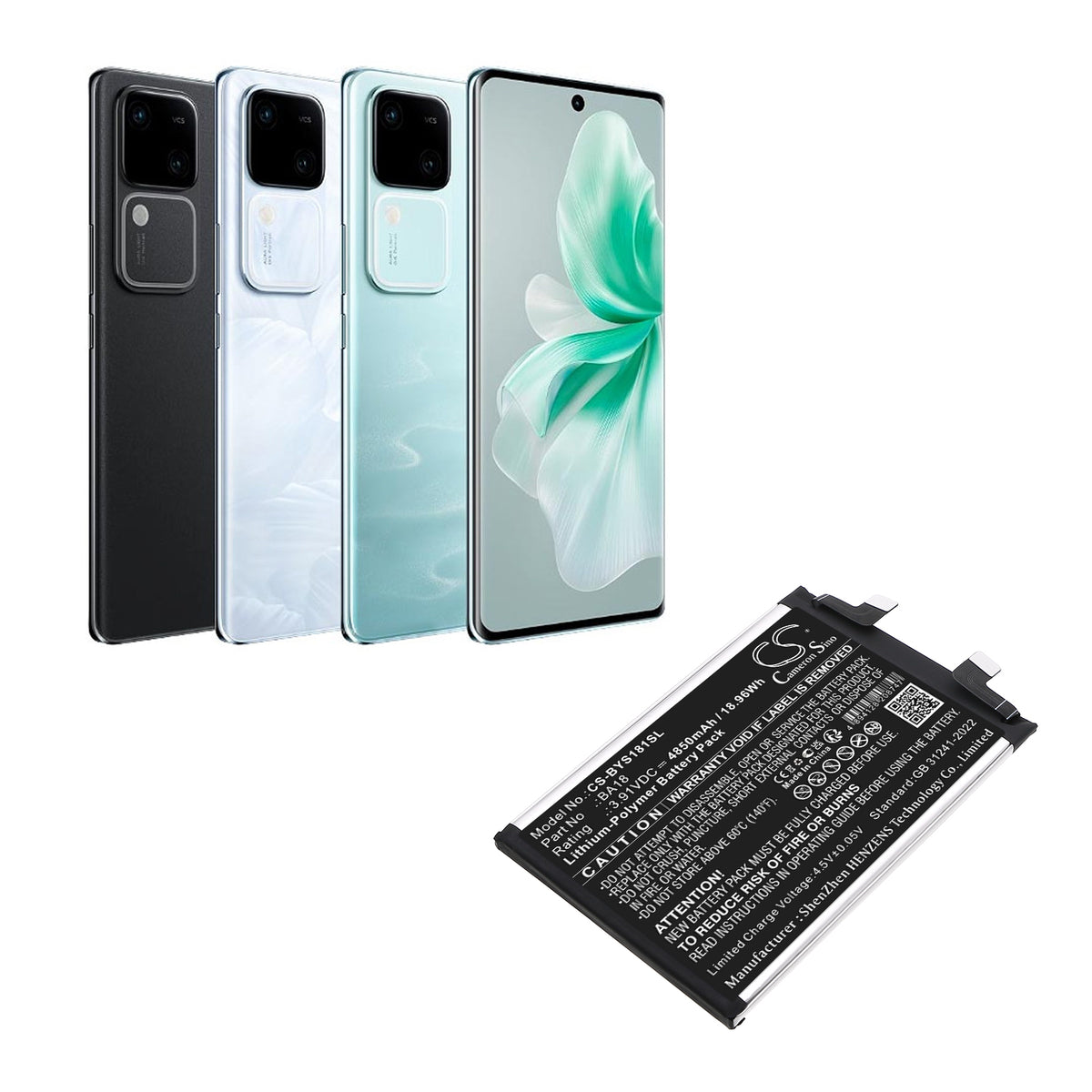 Replacement Battery for Vivo V2344A – Mobile, SmartPhone – 4850mAh / 3.91V