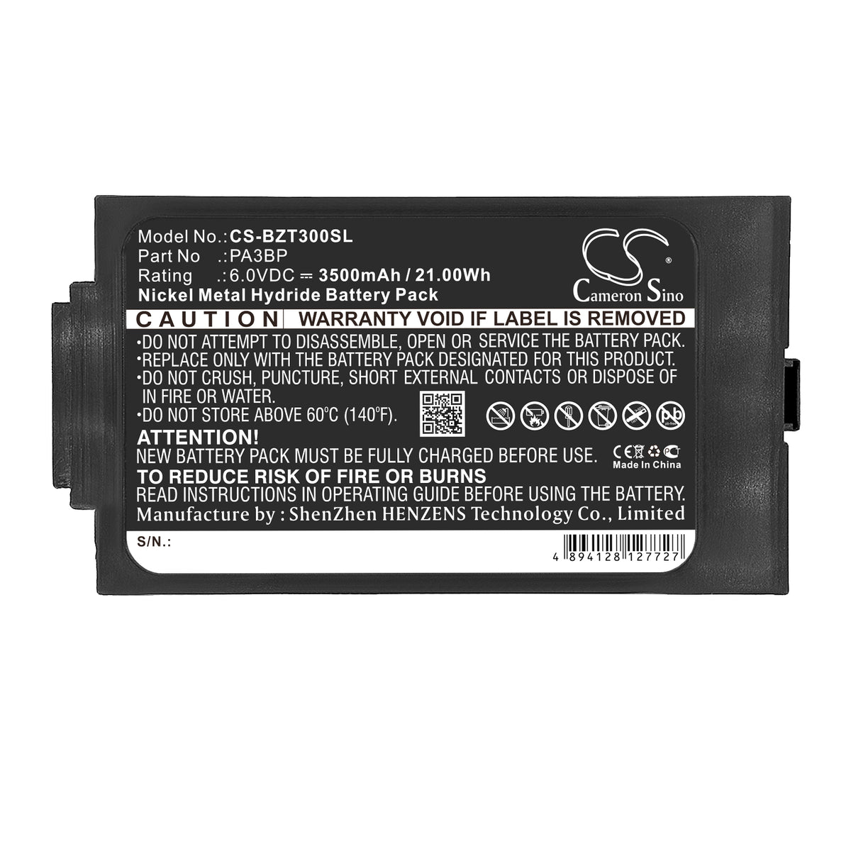 Replacement Battery for Bullard PA30 PAPR – Thermal Camera – 3500mAh / 6V