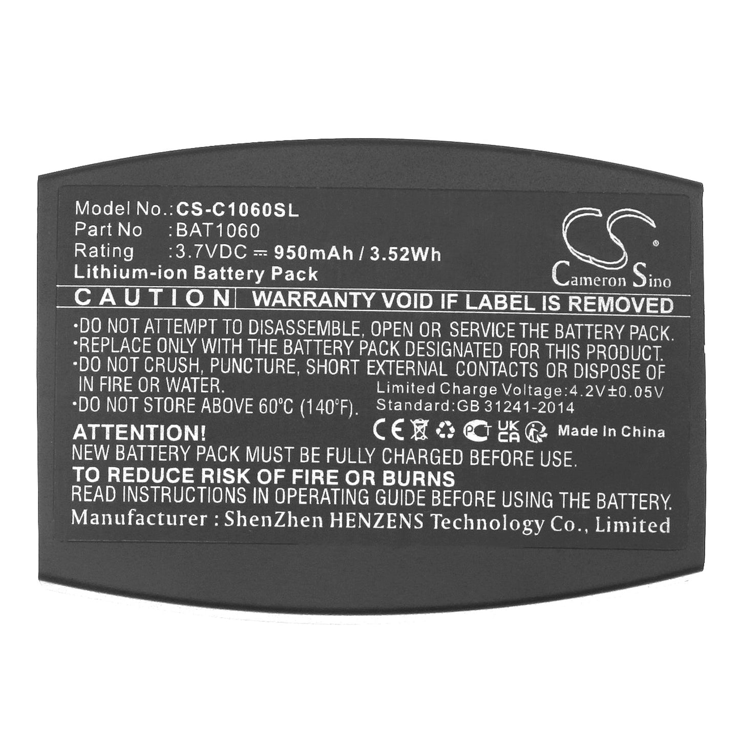 Replacement Battery for 3M  C1060 – Wireless Headset – 950mAh / 3.52Wh / 3.7V