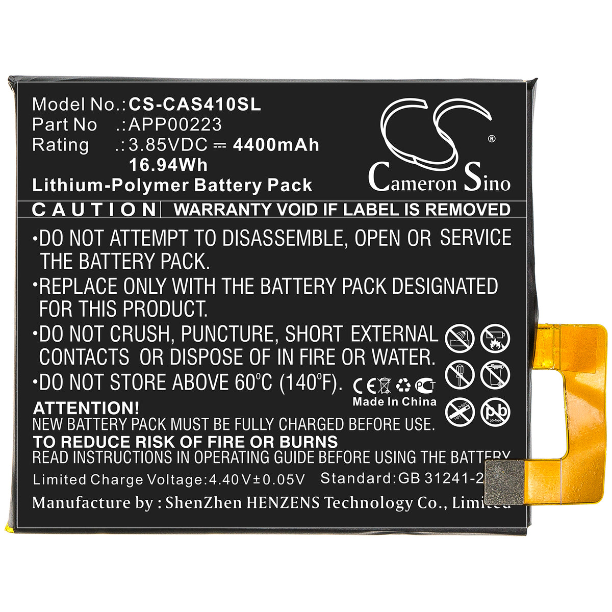 Replacement Battery for CATERPILLAR | CAT CAT S41 – Mobile, SmartPhone – 4400mAh / 3.85V