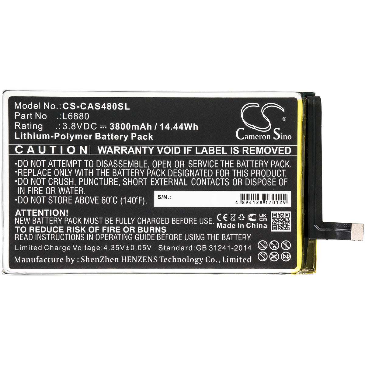Replacement Battery for CAT | CATERPILLAR | Sprint S48C – Mobile, SmartPhone – 3800mAh / 3.8V