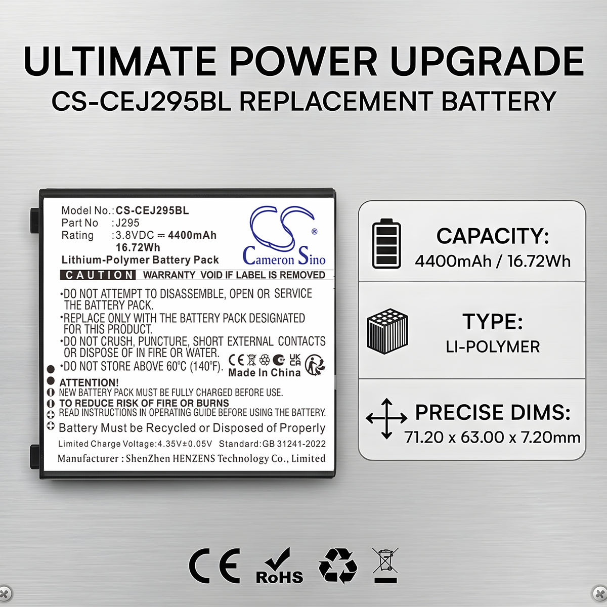 Replacement Battery for Capture CA-MTAC-4300-MB – Barcode Scanner – 4400mAh / 3.8V