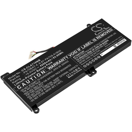 Replacement Battery for Clevo  PA70HP6-G – Notebook, Laptop – 4200mAh / 63.00Wh / 15.0V