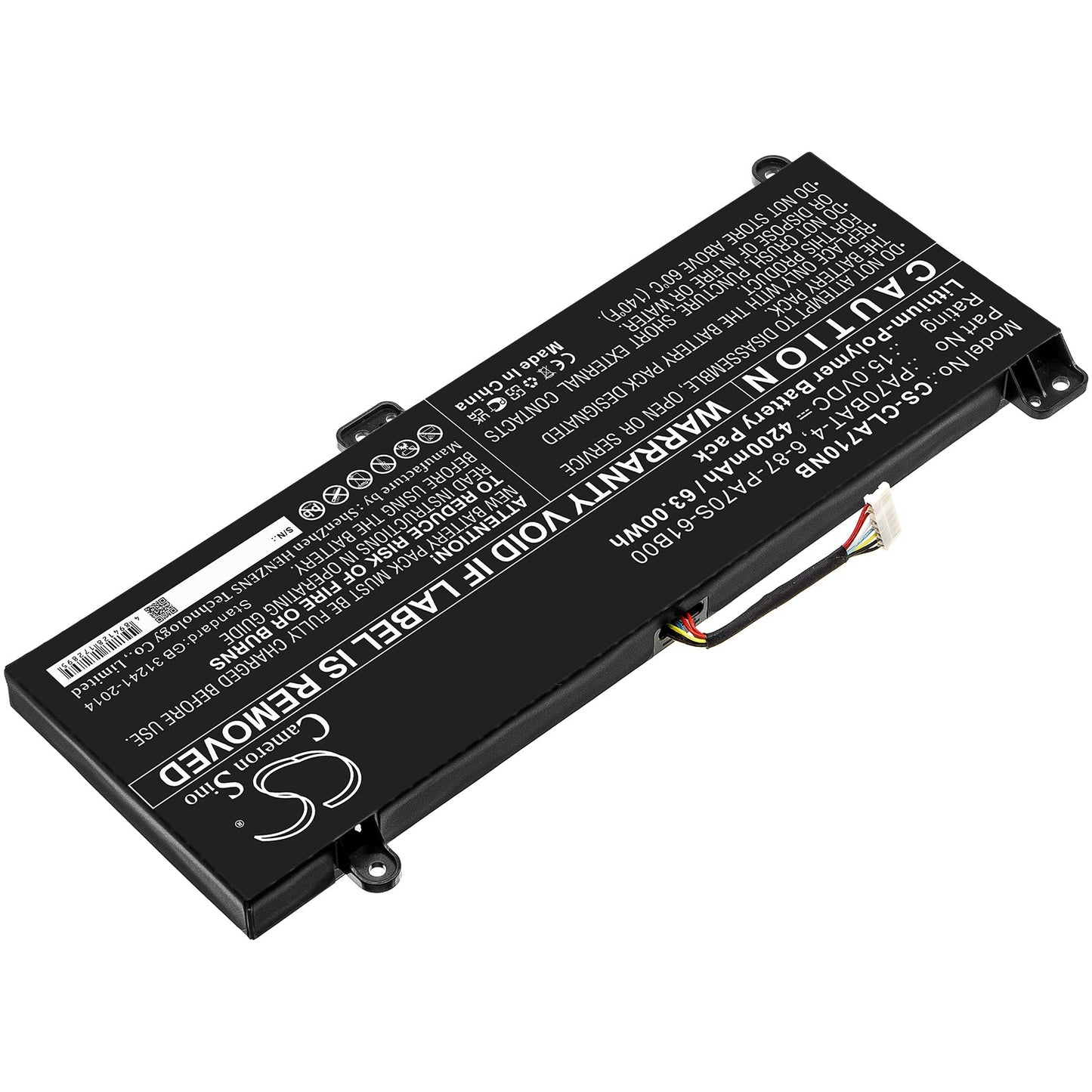 Replacement Battery for Wooking  S17 Pro-8U – Notebook, Laptop – 4200mAh / 63.00Wh / 15.0V