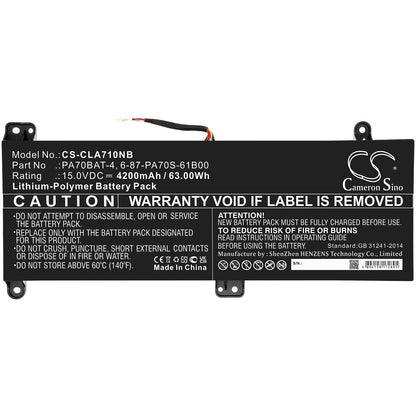 Replacement Battery for Wooking  S17 Pro-8U – Notebook, Laptop – 4200mAh / 63.00Wh / 15.0V