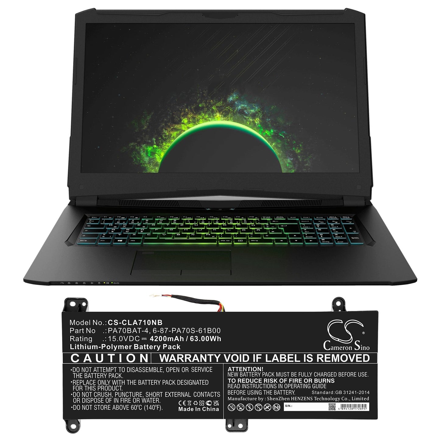 Replacement Battery for Wooking  S17 Pro-8U – Notebook, Laptop – 4200mAh / 63.00Wh / 15.0V