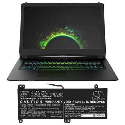 Replacement Battery for Powerspec  PowerSpec 1710 – Notebook, Laptop – 4200mAh / 63.00Wh / 15.0V