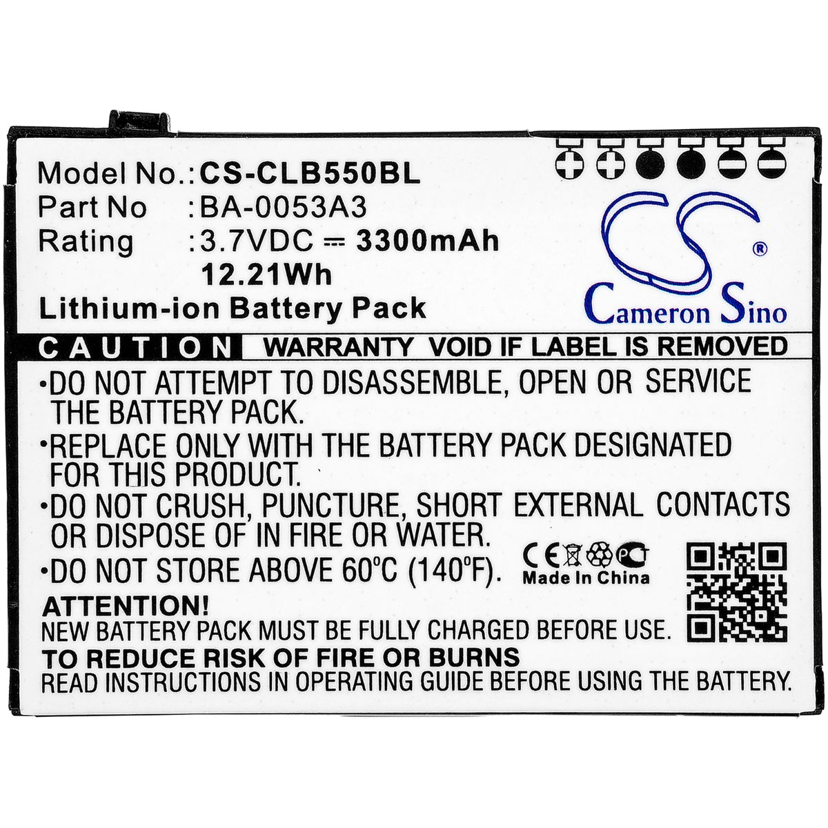 Replacement Battery for CipherLab CP55 – Barcode Scanner – 3300mAh / 3.7V