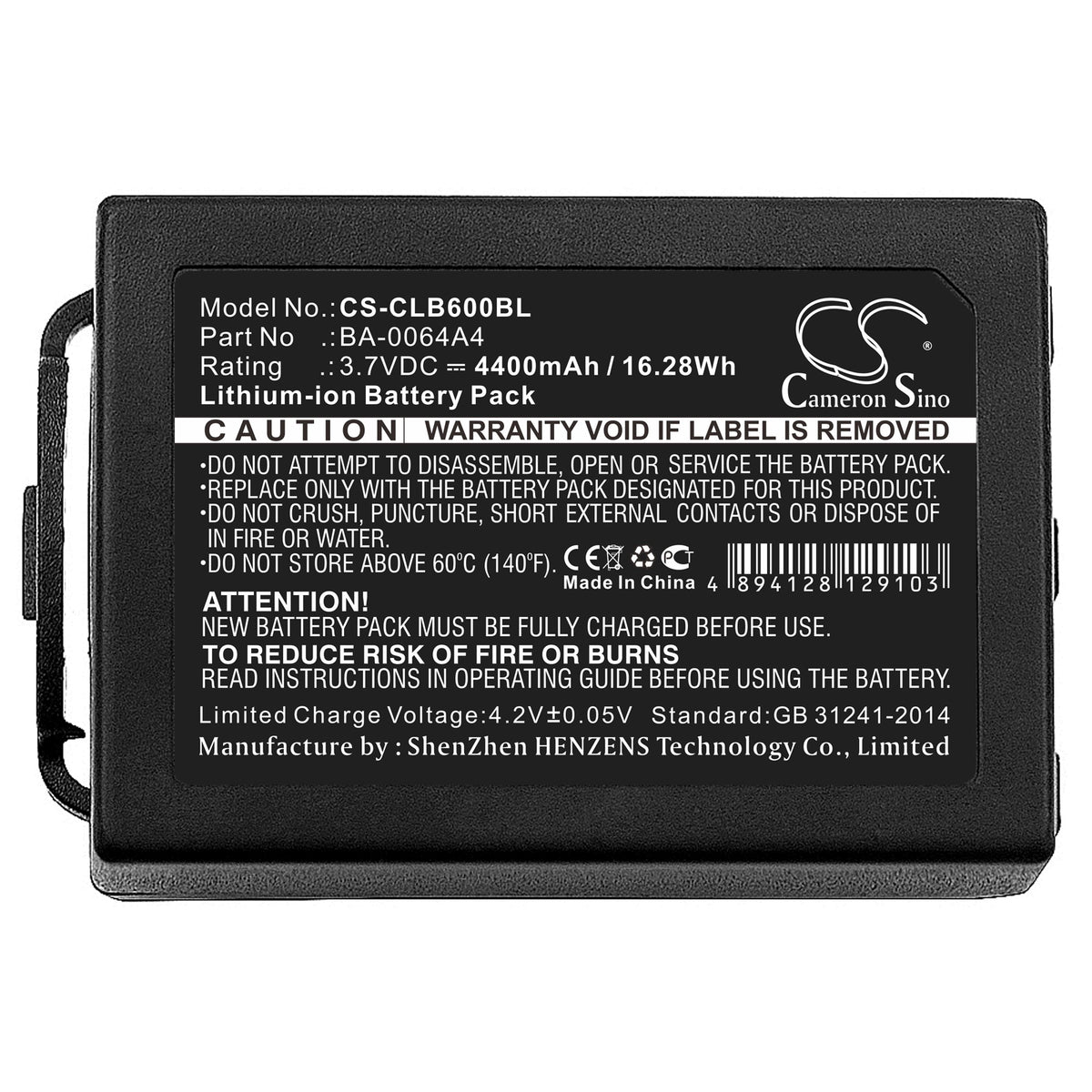 Replacement Battery for CipherLab CP60 – Barcode Scanner – 4400mAh / 3.7V