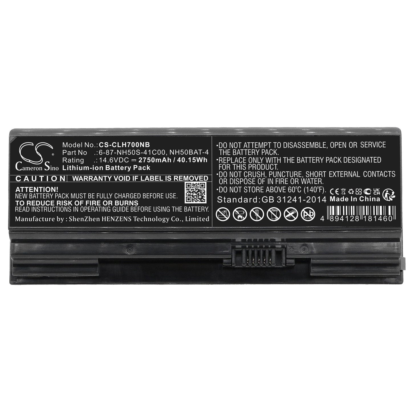Replacement Battery for Clevo  NH50ED – Notebook, Laptop – 2750mAh / 40.15Wh / 14.6V