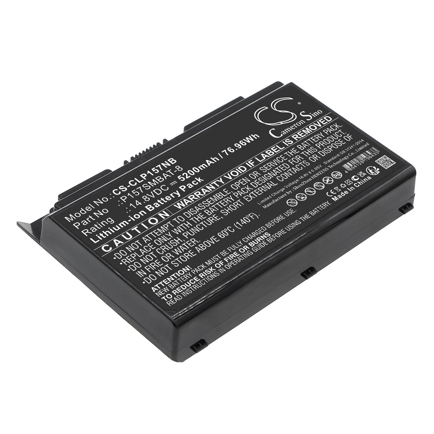 Replacement Battery for Clevo  EON117-S – Notebook, Laptop – 5200mAh / 76.96Wh / 14.8V