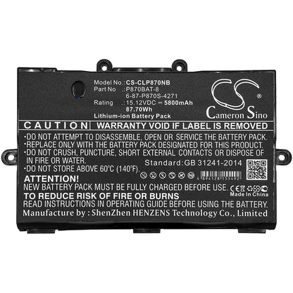 Replacement Battery for Sager  NP9870 – Notebook, Laptop – 5800mAh / 87.70Wh / 15.12V