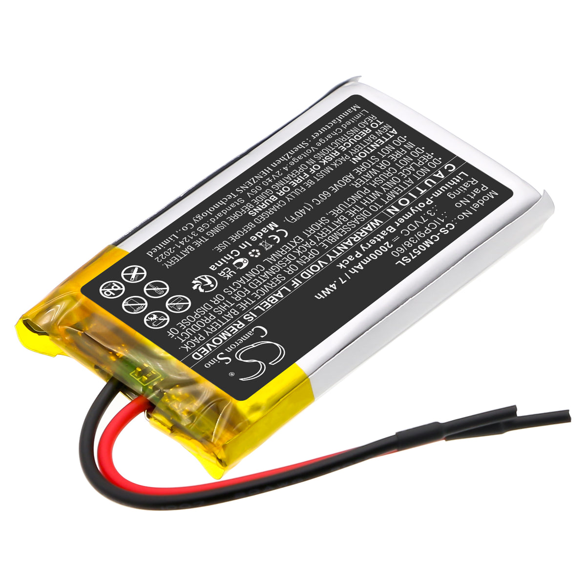 Replacement Battery for Custom Battery Pack – Battery Pack – 2000mAh / 3.7V