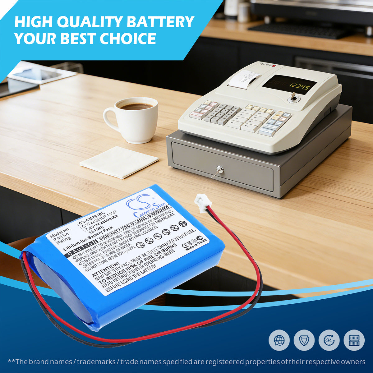 Replacement Battery for Olympia CM75 – Cash Register – 2000mAh / 7.4V