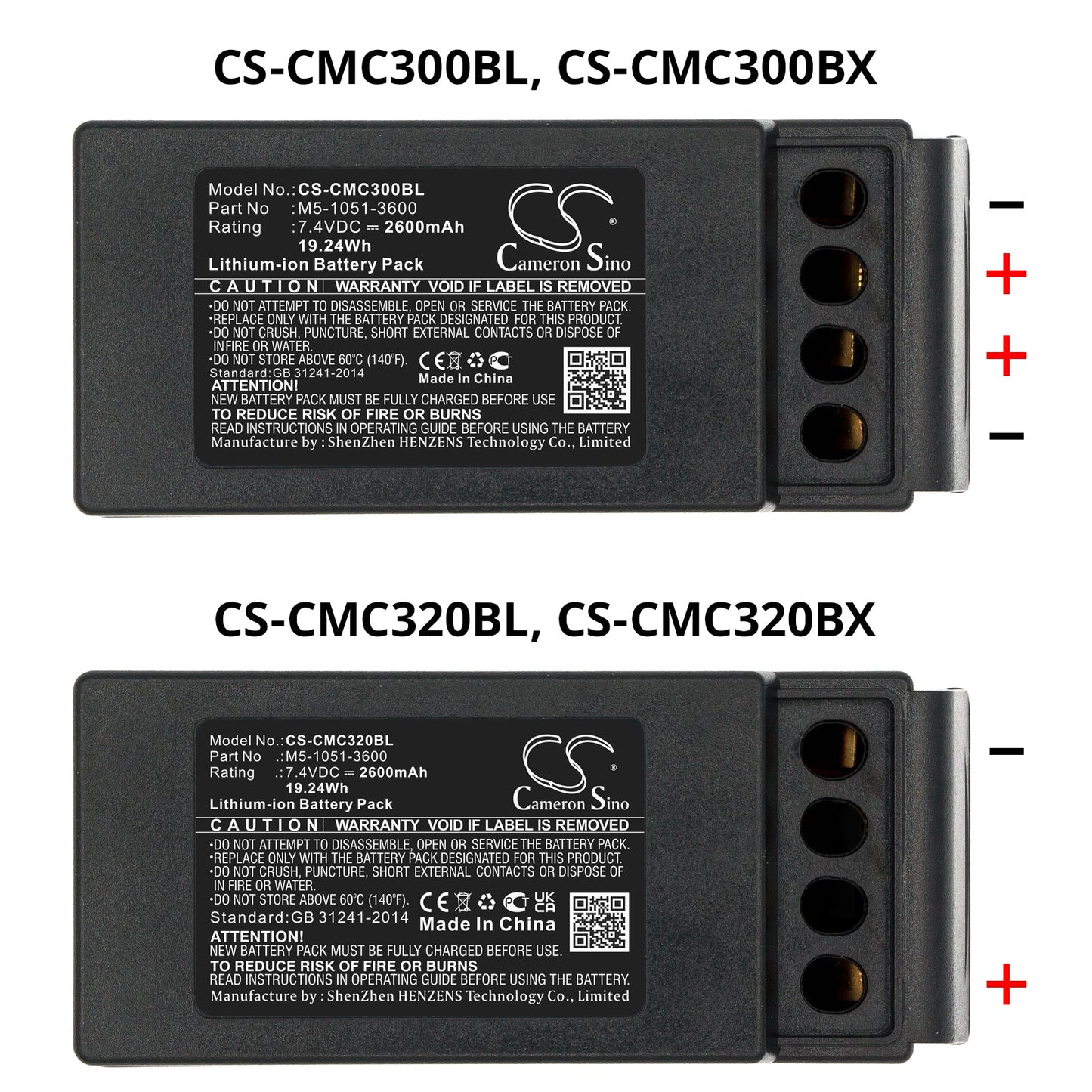 Replacement Battery for Cavotec  M9-1051-3600 EX – Crane Remote Control – 2600mAh / 19.24Wh / 7.4V