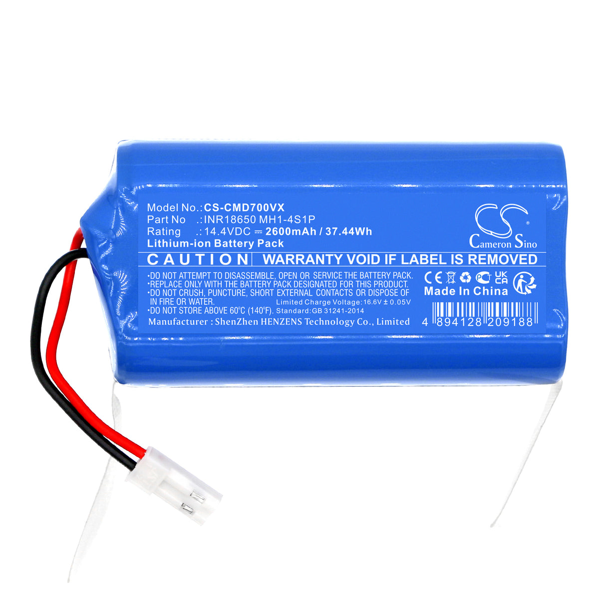 Replacement Battery for CleanMate | Salente | Infinuvo LDS700 – Vacuum – 2600mAh / 14.4V