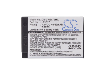 Replacement Battery for Canon  EOS 200D – Camera – 950mAh / 7.03Wh / 7.4V