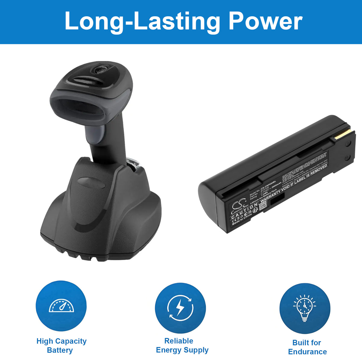 Replacement Battery for ZEBEX | Cognex | CINO Z-3190BT – Barcode Scanner – 2000mAh / 3.7V