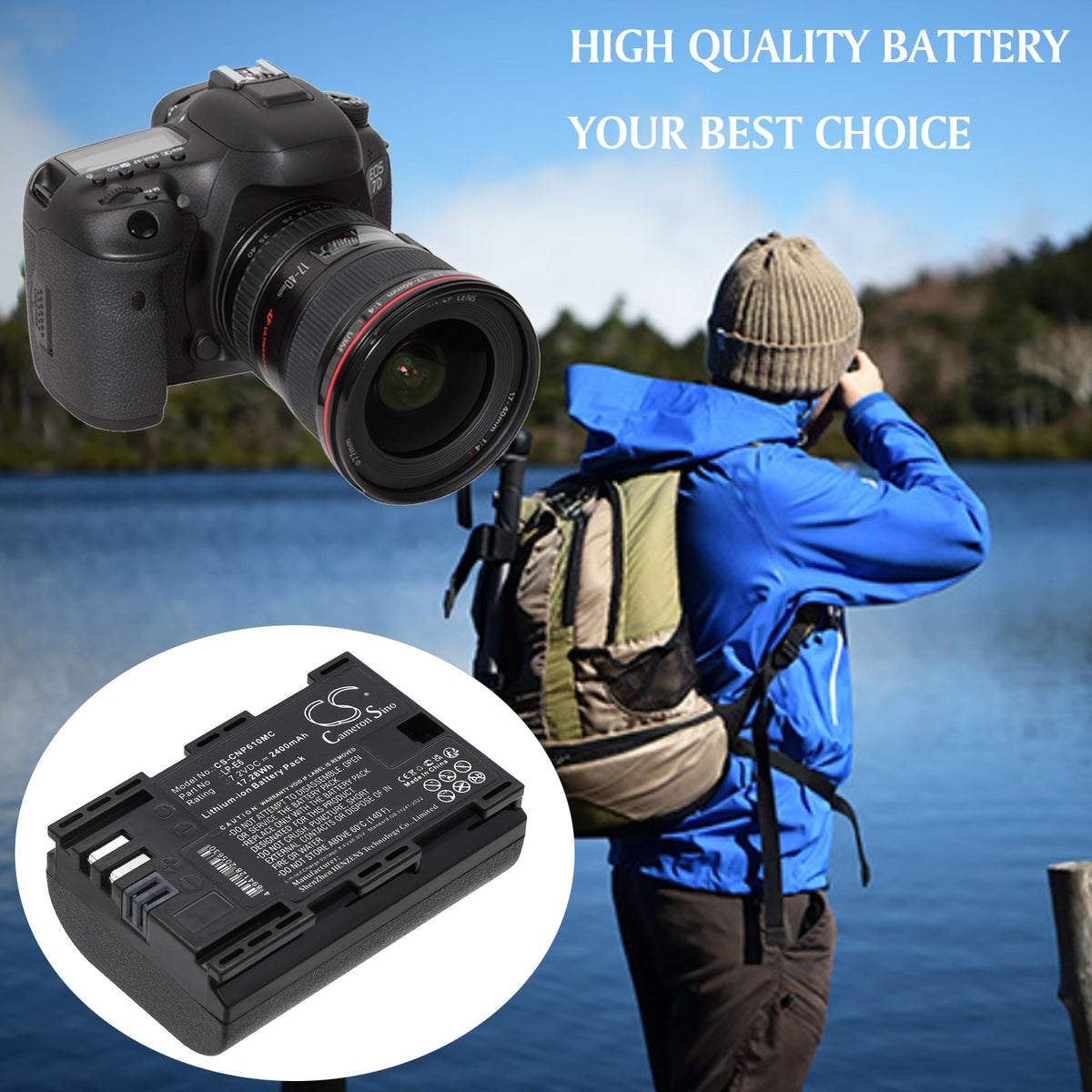 Replacement Battery for Canon | Tether Tools EOS 5D Mark II – Camera – 2400mAh / 7.2V