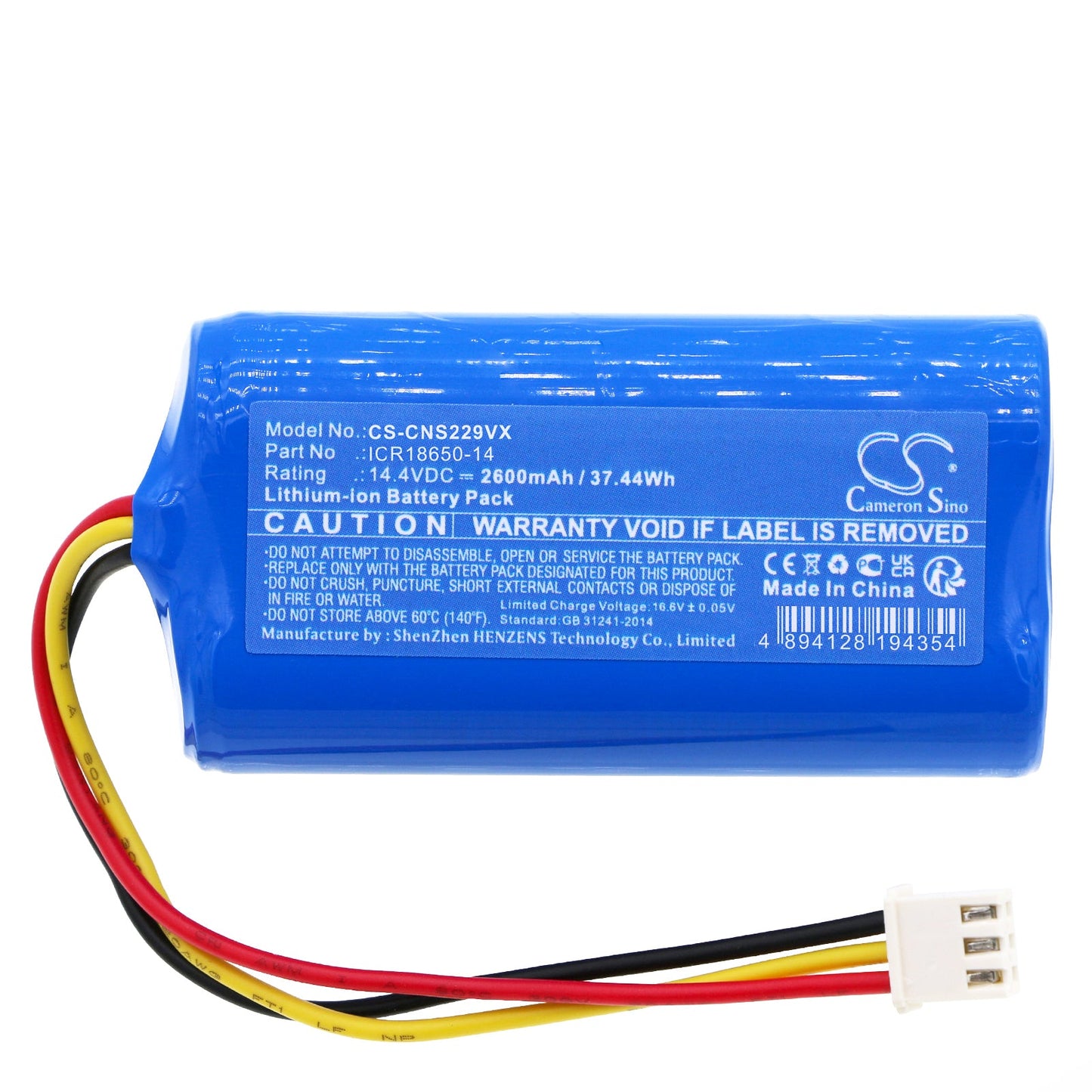 Replacement Battery for CECOTEC  Conga 2299 – Vacuum – 2600mAh / 37.44Wh / 14.4V
