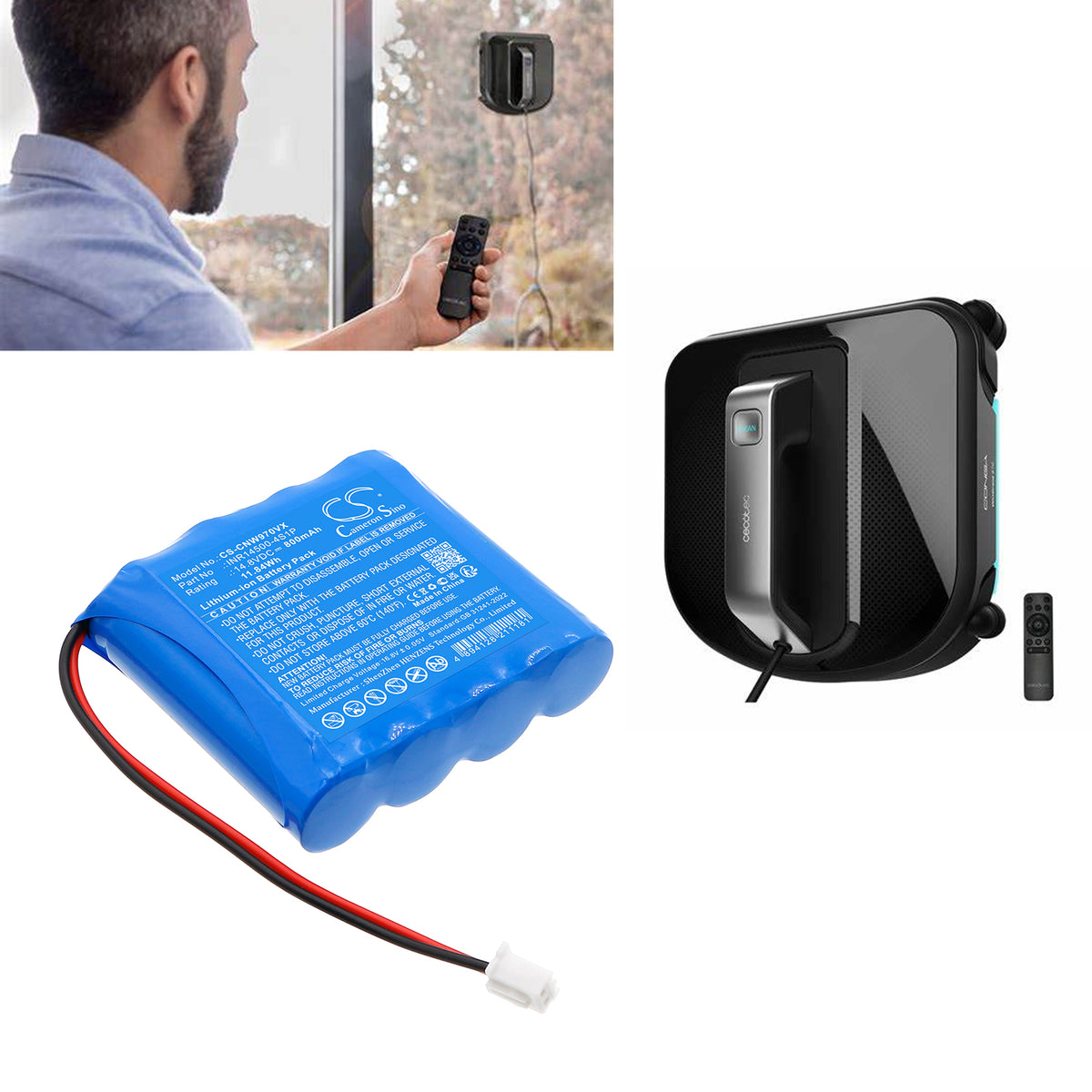 Replacement Battery for Cecotec Conga WinDroid 970 – Vacuum – 800mAh / 14.8V
