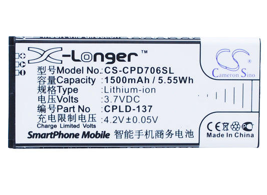 Replacement Battery for Coolpad 7060S – Mobile, SmartPhone – 1500mAh / 3.7V