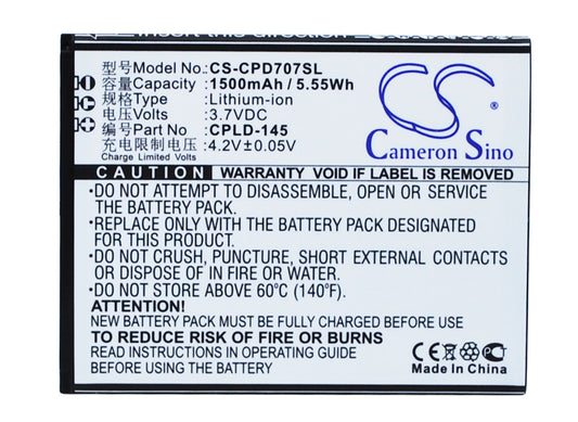 Replacement Battery for Coolpad 8707 – Mobile, SmartPhone – 1500mAh / 3.7V